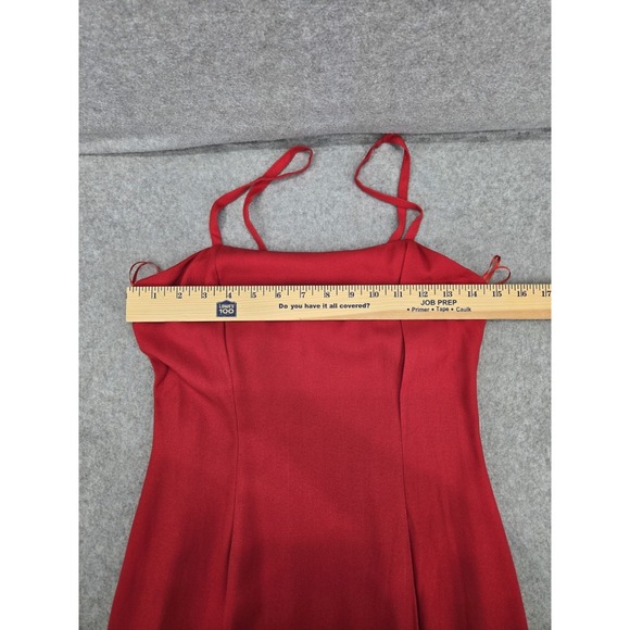 Jessica McClintock Gunne Sax Dress Red Prom Formal Slit 7/8 Long Rhinestones - Picture 12 of 14